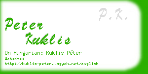 peter kuklis business card